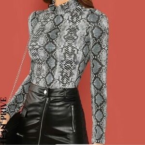 Snake Print Long Sleeve Top